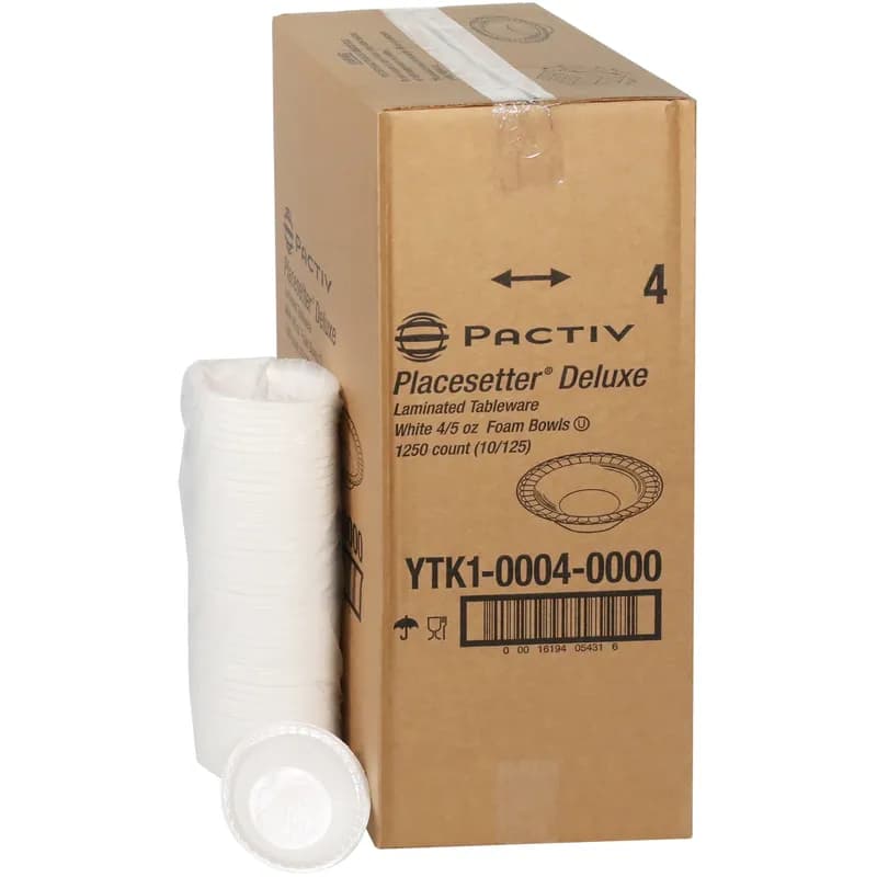 Bowl 4-5 OZ Polystyrene Foam White Laminated 1250/Case