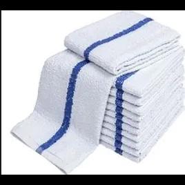 Cleaning Towel 16X9 IN Terry Cloth White Blue Stripe Ribbed 60/Case