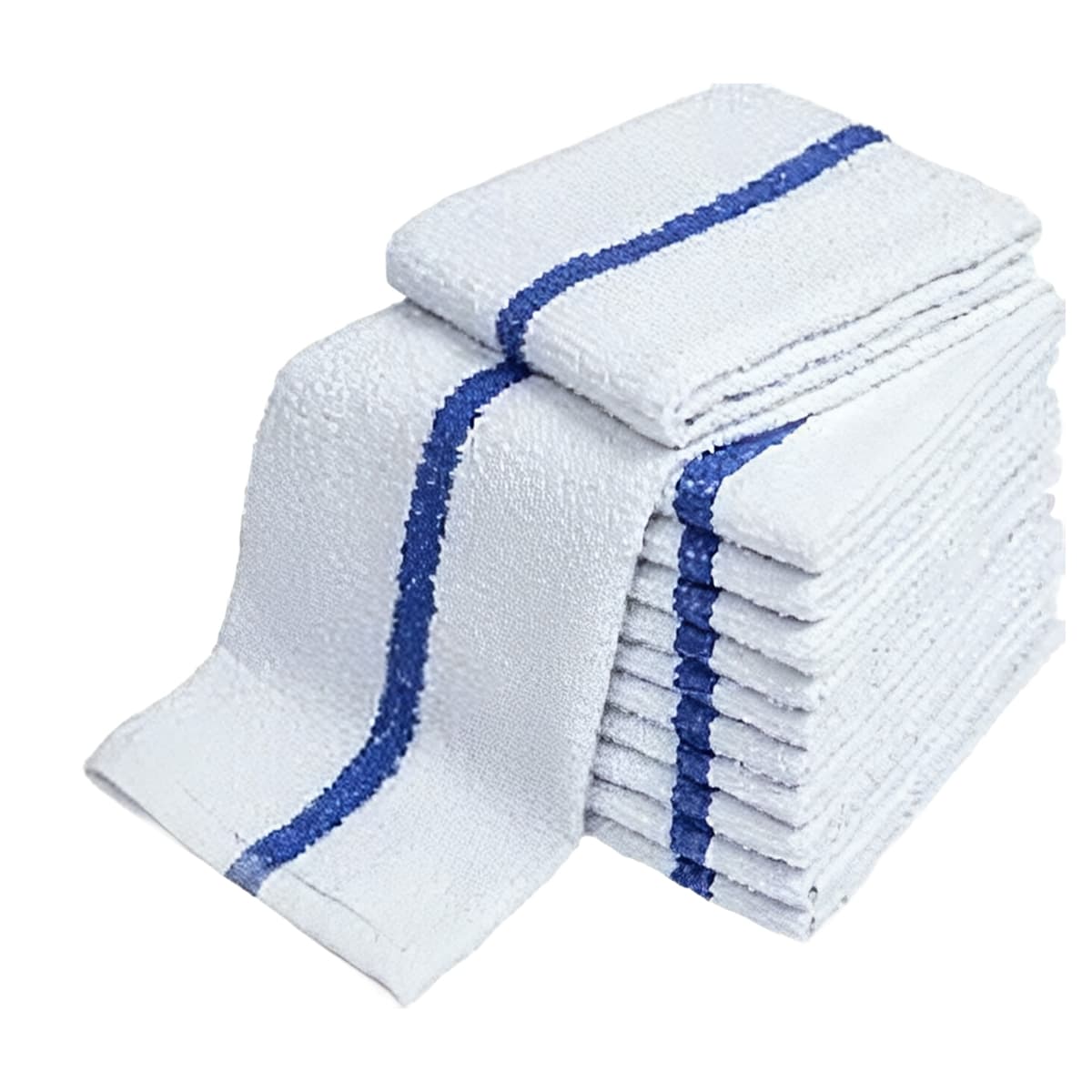 Cleaning Towel 16X19 IN Terry Cloth White Blue Stripe Ribbed 60/Case