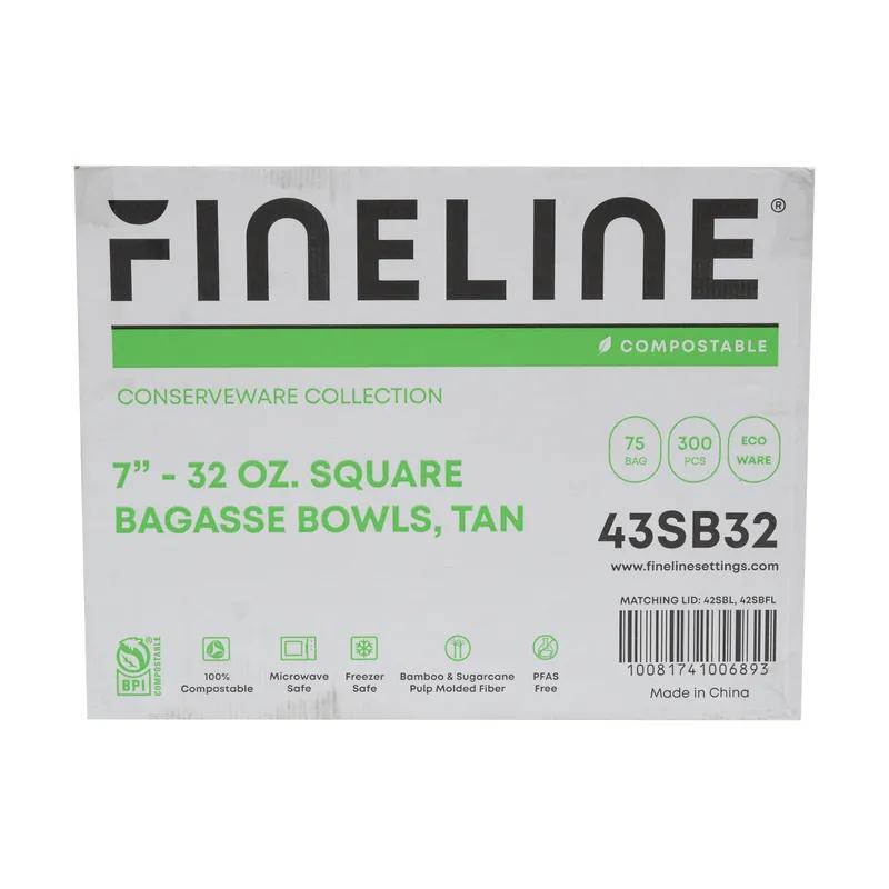 Conserveware Bowl 7 IN Sugarcane Tan Square 75 Count/Pack 4 Packs/Case 300 Count/Case