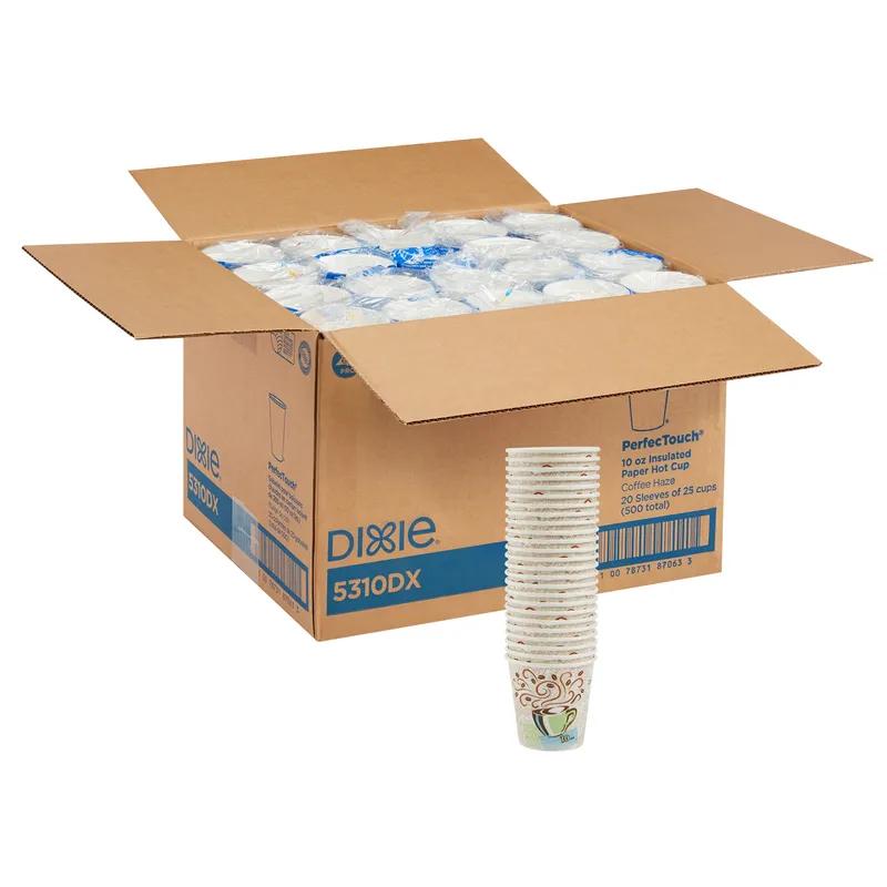 Dixie® Perfect Touch Hot Cup Insulated 10 OZ Double Wall Poly-Coated Paper Multicolor Coffee Haze 500/Case