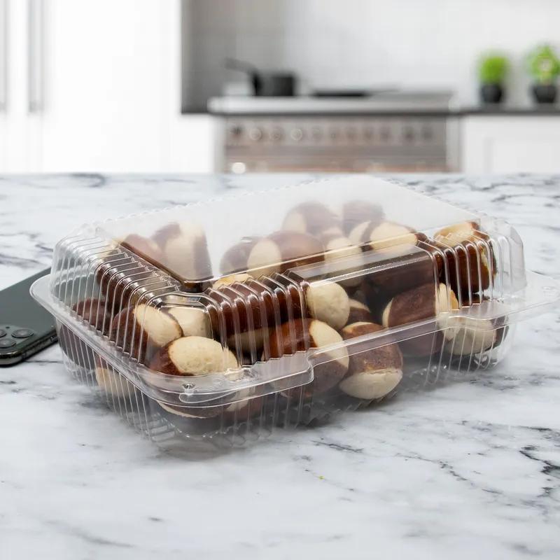 Dart® StayLock® Take-Out Container Hinged With Dome Lid 9.375X6.8X3.1 IN OPS Clear Oblong Bar Lock 125 Count/Pack 2 Packs/Case