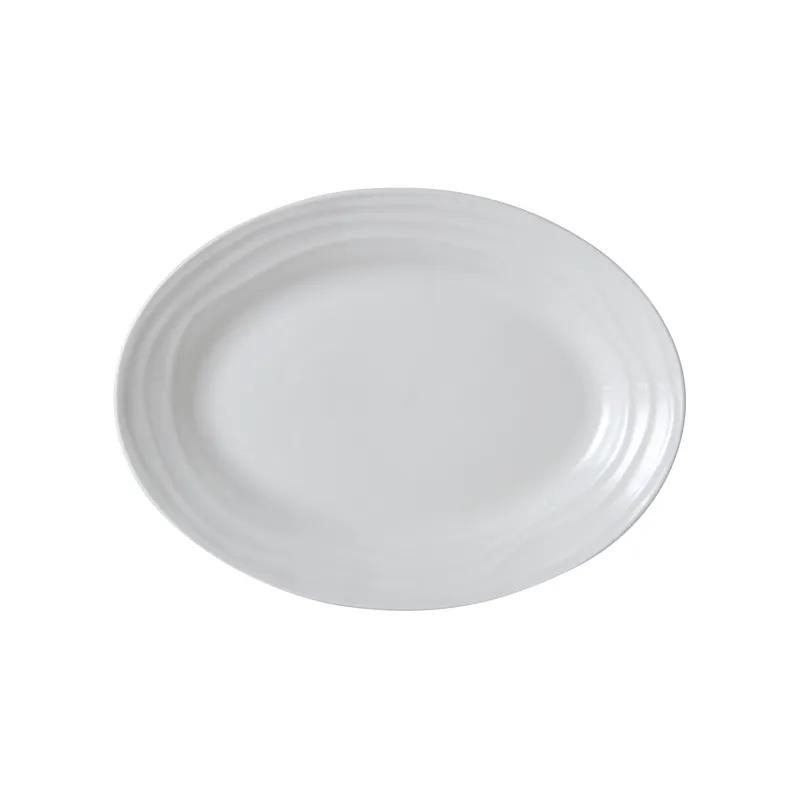 Sandbar Platter 11.75X8.625 IN China Porcelain White Oval Fully Vitrified Embossed 12/Case