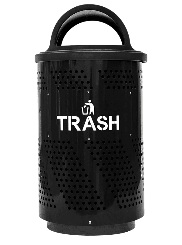 Arena 51 Series Trash Can 51 GAL Steel Perforated Dome Top Outdoor 1/Each