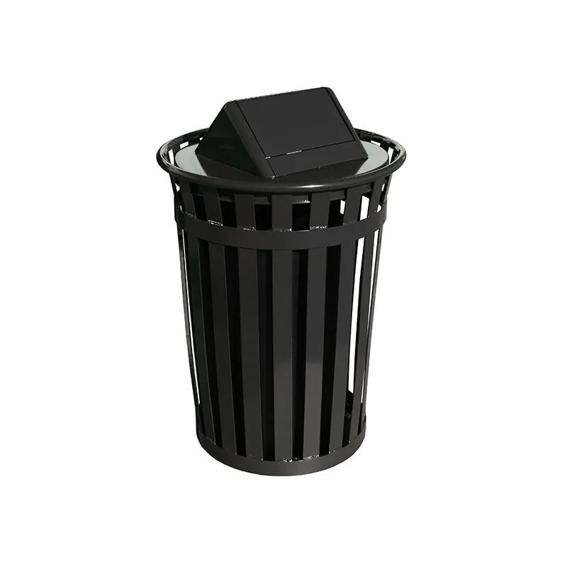 Oakley Collection Trash Can 28X45.5 IN 36 GAL Steel Swing Top Slatted 1/Each