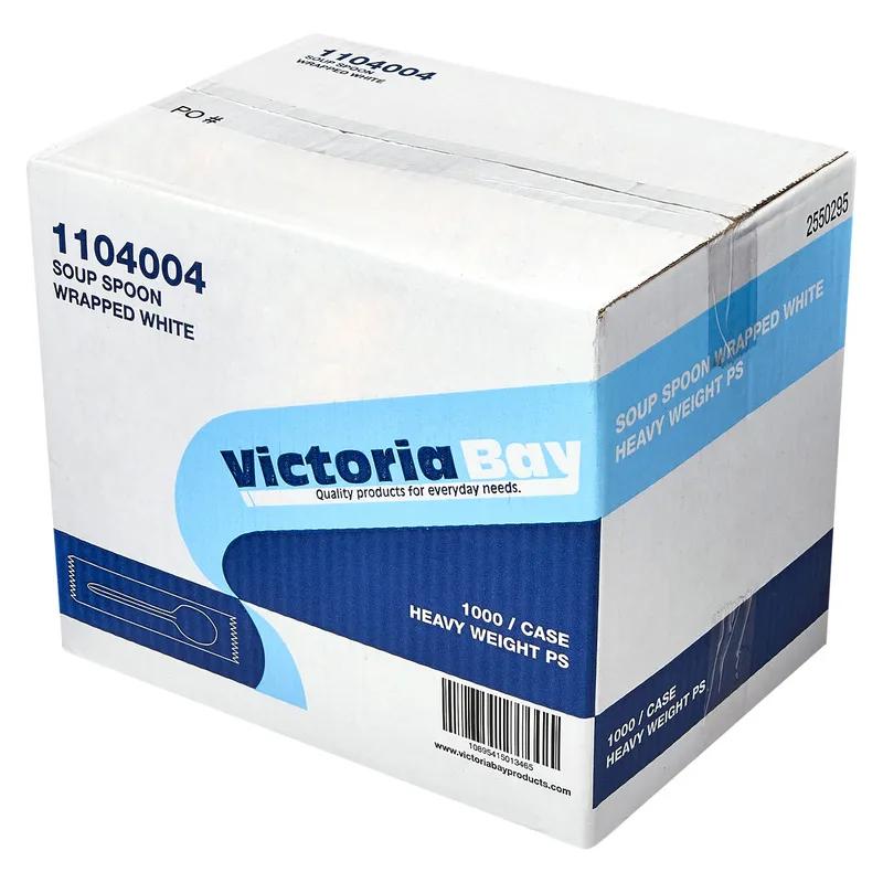 Victoria Bay Soup Spoon PS White Extra Heavy Duty Individually Wrapped 1000/Case
