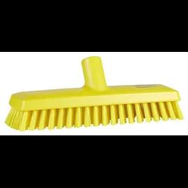 Vikan® Deck Brush Scrub Brush 10.6X3X3.9 IN PP Polyester Stainless Steel Yellow Medium Threaded Waterfed 1/Each
