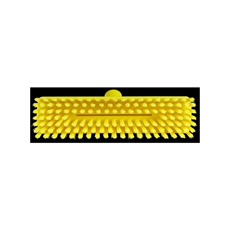 Vikan® Deck Brush Scrub Brush 10.6X3X3.9 IN PP Polyester Stainless Steel Yellow Medium Threaded Waterfed 1/Each
