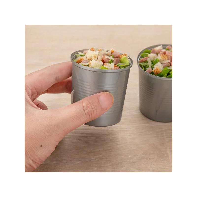 Tin Can Food Container Base & Lid Combo 4 OZ Plastic Silver 100/Case