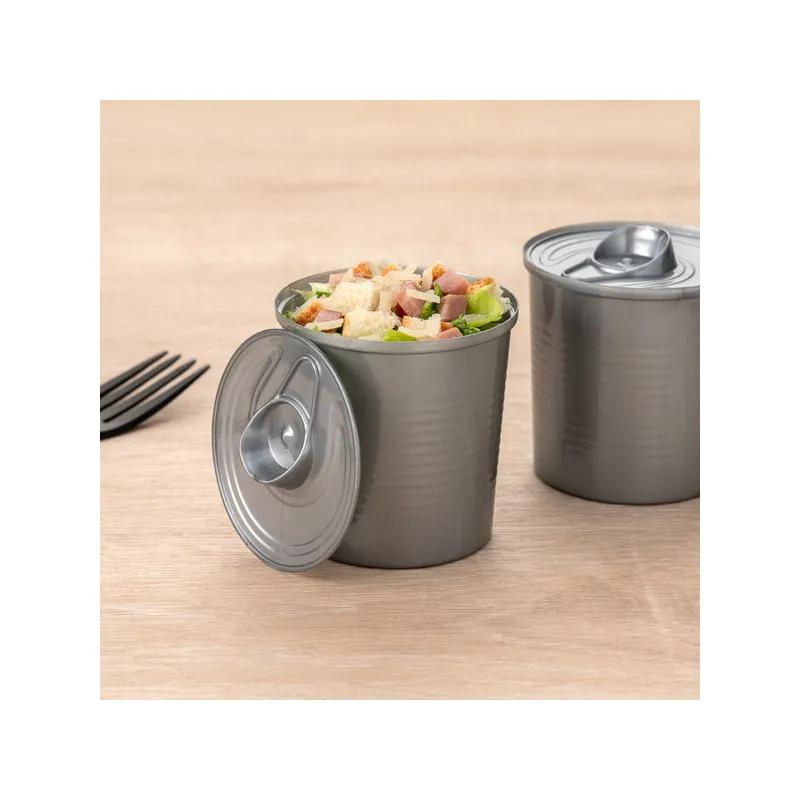 Tin Can Food Container Base & Lid Combo 4 OZ Plastic Silver 100/Case