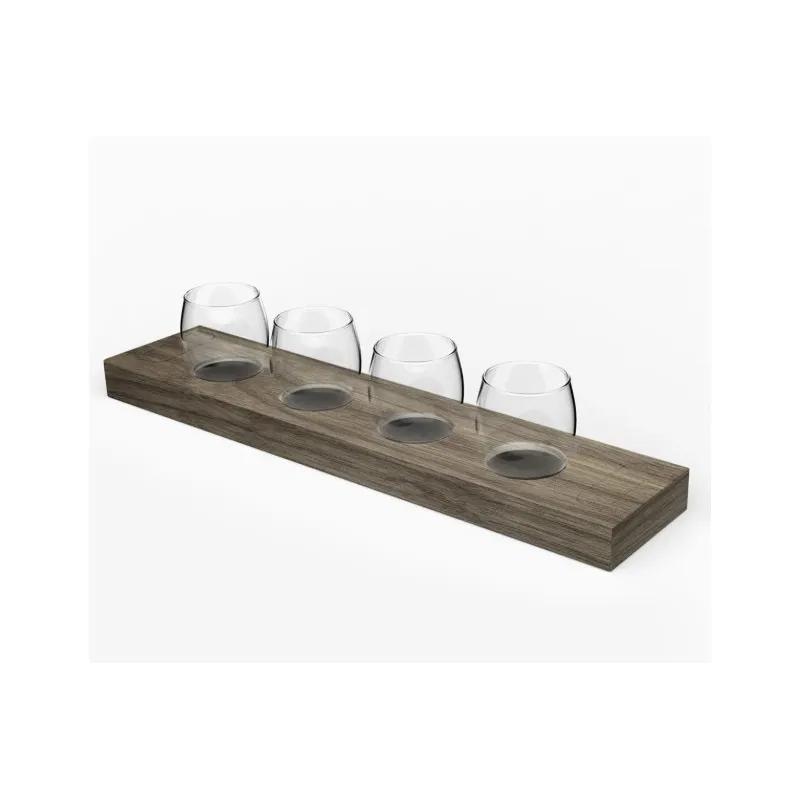 Flight Tray 4 FLOZ Glass Wood Taster 4 Cup 63/Case