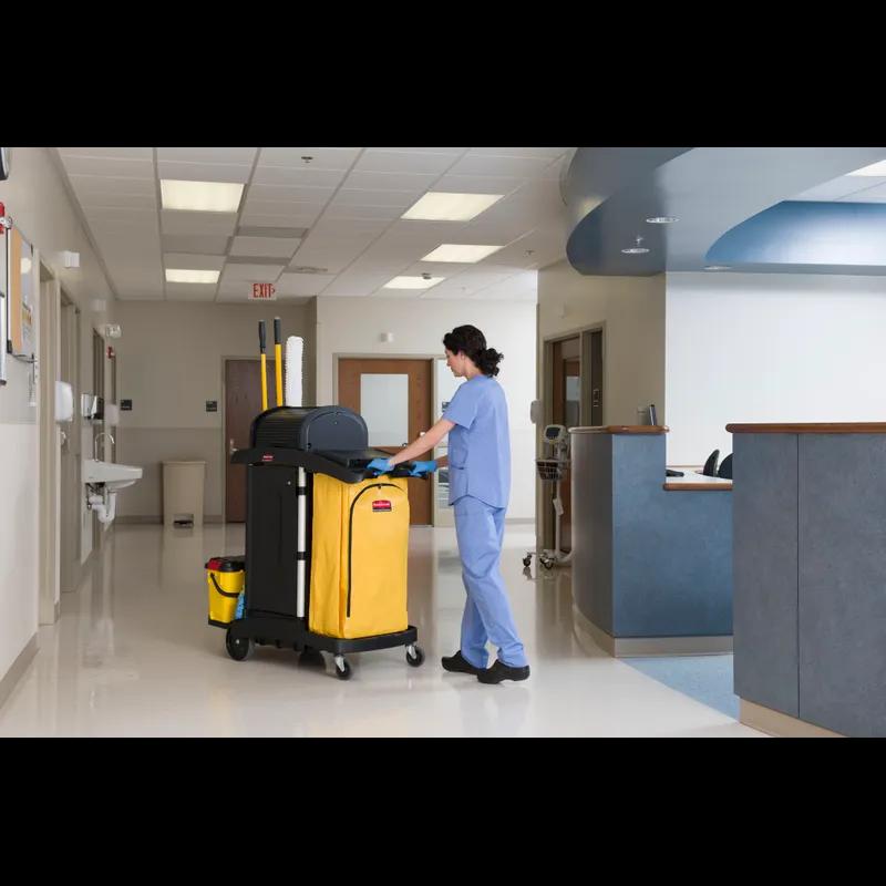 Janitorial Cleaning Cart & Bag 48.25X22X53.5 IN Black Yellow Plastic High Security 1/Each