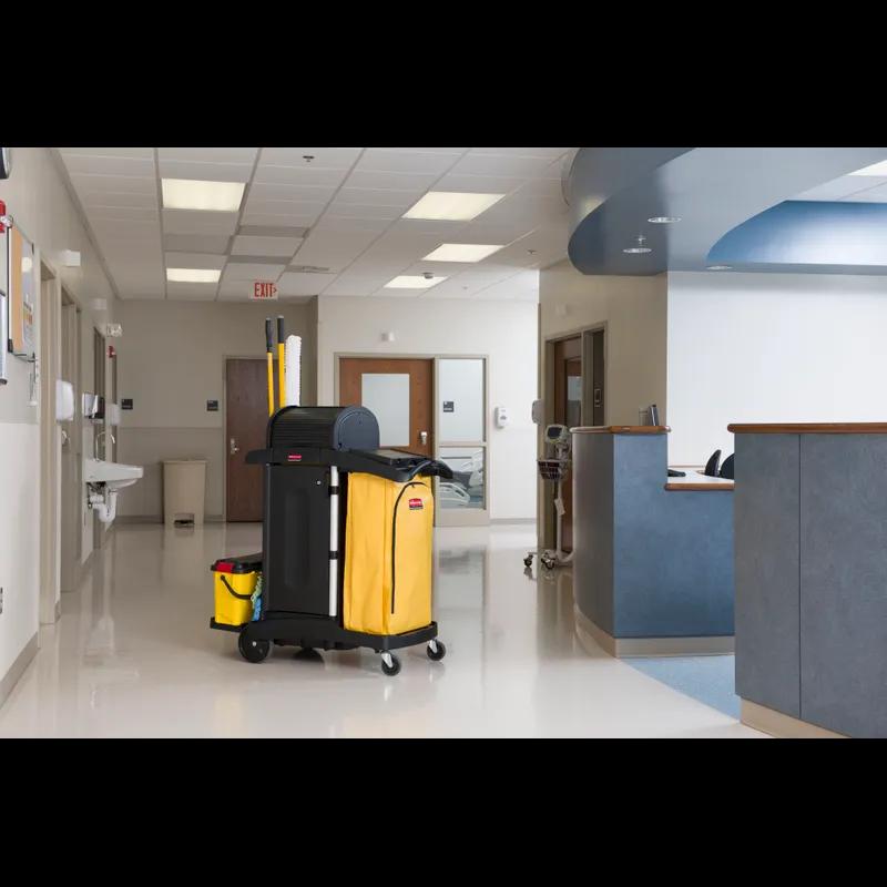 Janitorial Cleaning Cart & Bag 48.25X22X53.5 IN Black Yellow Plastic High Security 1/Each