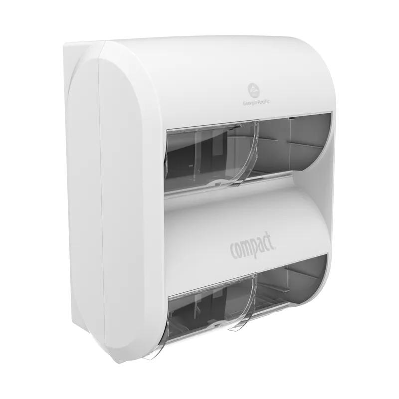 Compact Quad® Toilet Paper Dispenser 7.190X12.000X14.535 IN Plastic White 4-Roll Compact High Capacity Coreless 1/Each