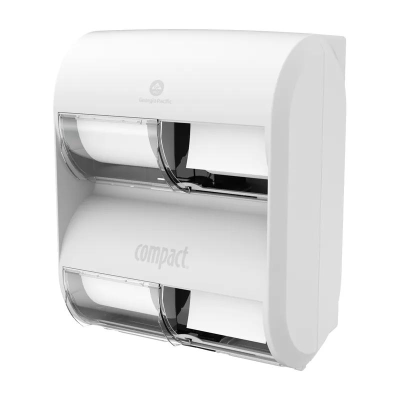 Compact Quad® Toilet Paper Dispenser 7.190X12.000X14.535 IN Plastic White 4-Roll Compact High Capacity Coreless 1/Each
