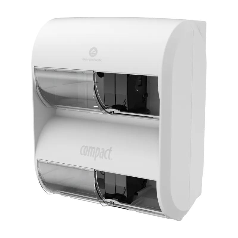 Compact Quad® Toilet Paper Dispenser 7.190X12.000X14.535 IN Plastic White 4-Roll Compact High Capacity Coreless 1/Each