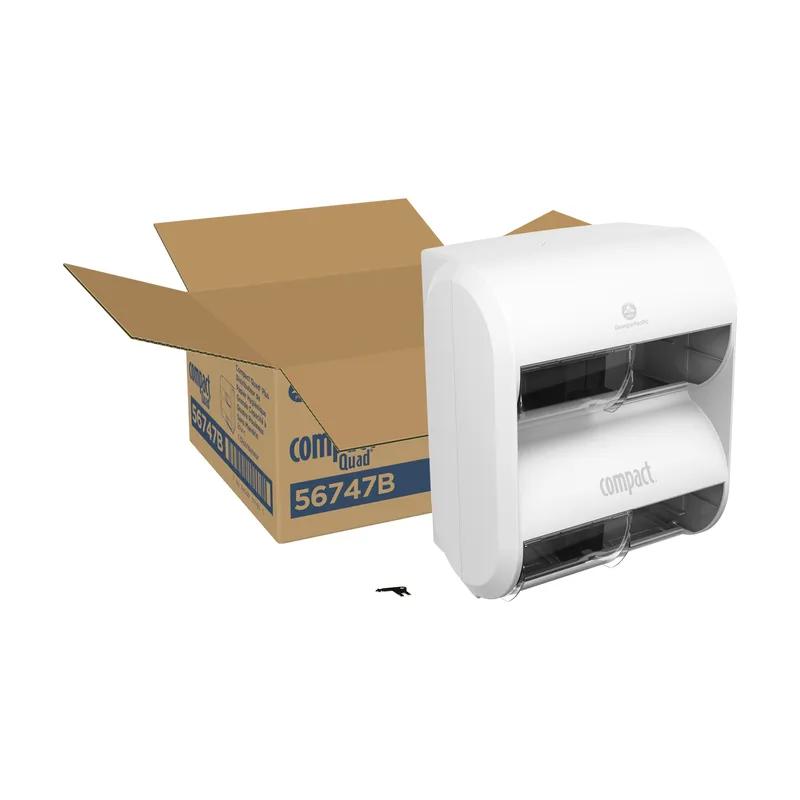 Compact Quad® Toilet Paper Dispenser 7.190X12.000X14.535 IN Plastic White 4-Roll Compact High Capacity Coreless 1/Each