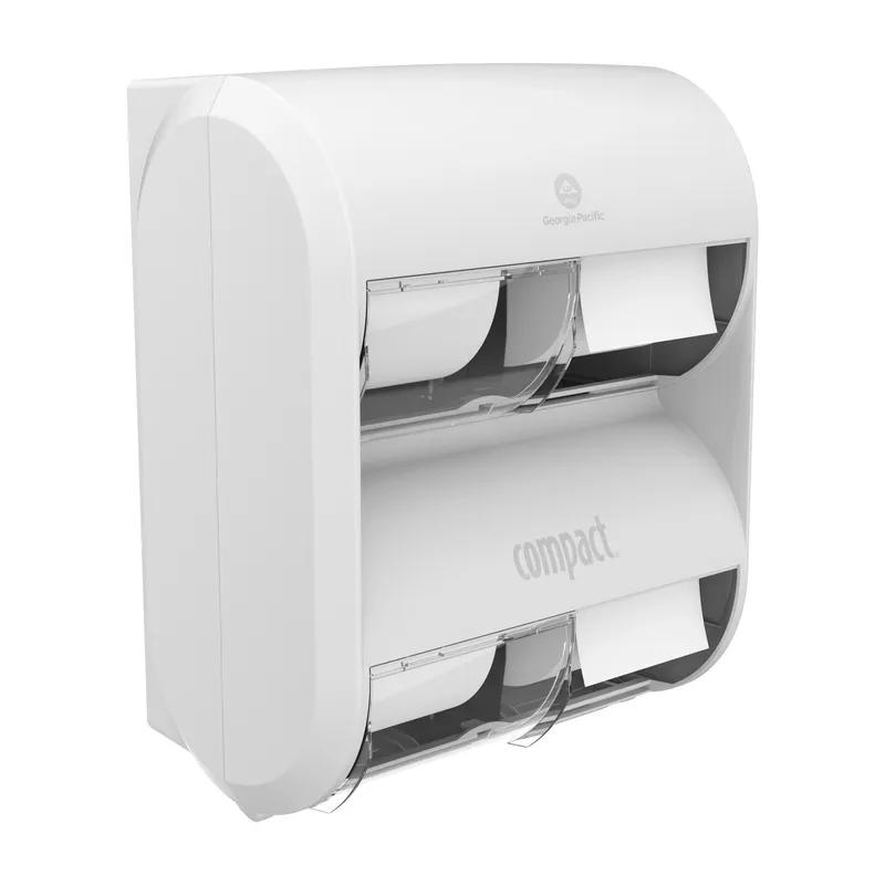 Compact Quad® Toilet Paper Dispenser 7.190X12.000X14.535 IN Plastic White 4-Roll Compact High Capacity Coreless 1/Each