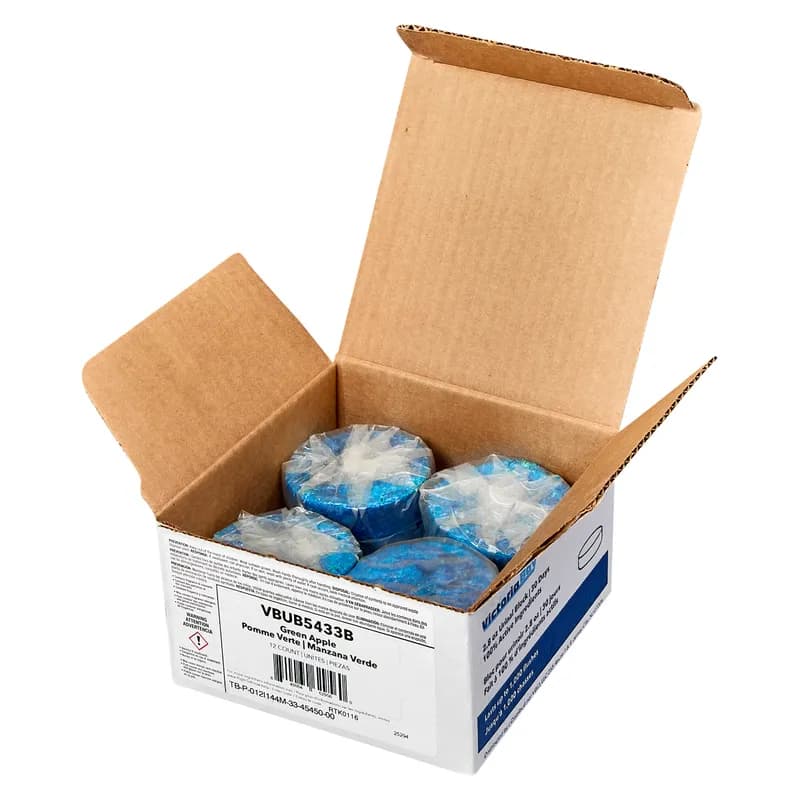Victoria Bay Urinal Block Green Apple Bio-Enzymatic 30-Day Air Care System 12/Box