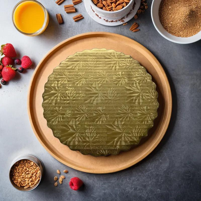 Cake Board 9 IN Corrugated Cardboard Gold Round Scalloped 200/Case