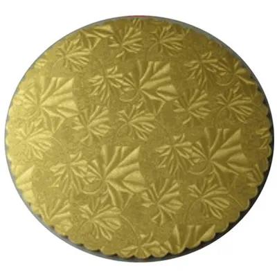 Cake Board 10 IN Paperboard Gold Round Scalloped 200/Case