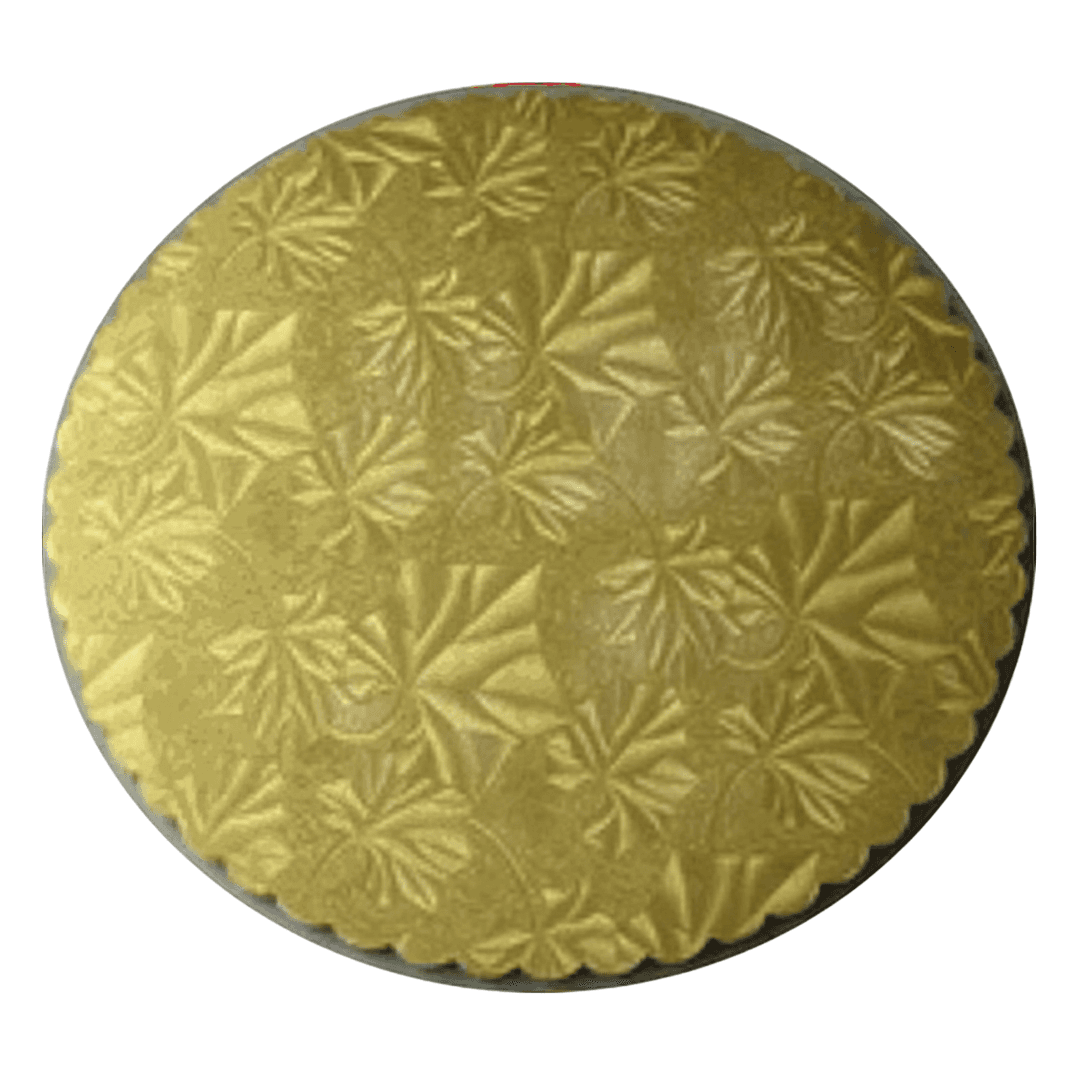 Cake Board 10 IN Paperboard Gold Round Scalloped 200/Case