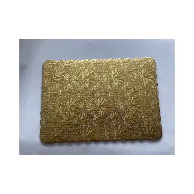 Cake Board 1/8 Size Paperboard Gold Rectangle Scalloped Embossed 200/Case