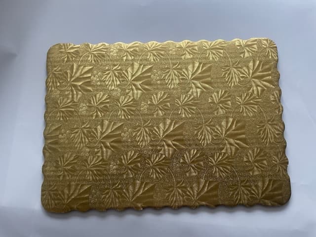 Cake Board 1/8 Size Paperboard Gold Rectangle Scalloped Embossed 200/Case