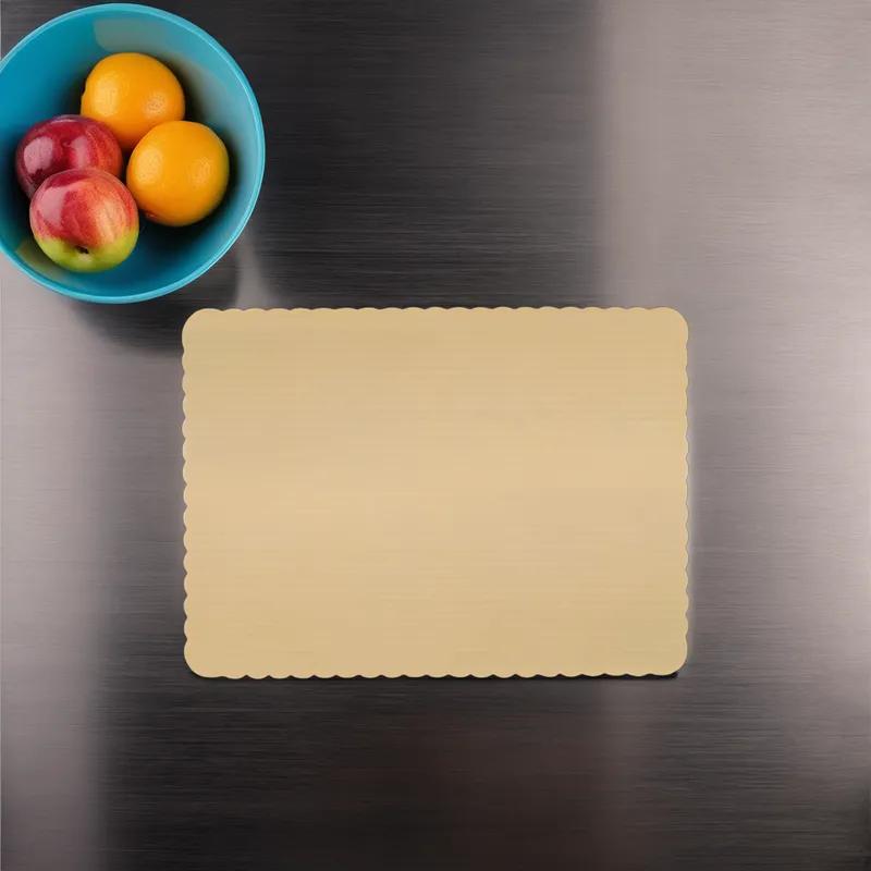 Cake Board 1/2 Size Paperboard Gold Rectangle Scalloped Double Wall Embossed 50/Case