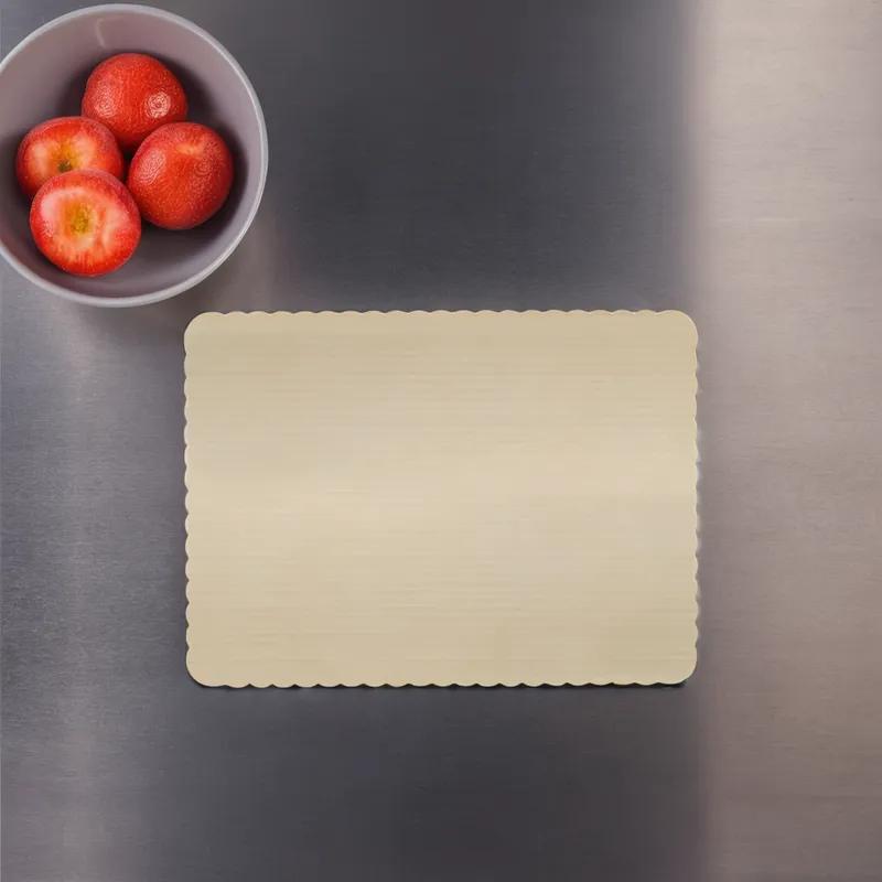 Cake Board 1/2 Size Paperboard Gold Rectangle Scalloped Double Wall Embossed 50/Case