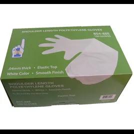 Gloves OS 34 IN White 1.5MIL PE Disposable Elastic Top Shoulder-Length 100 Count/Box 10 Box/Case 1000 Count/Case