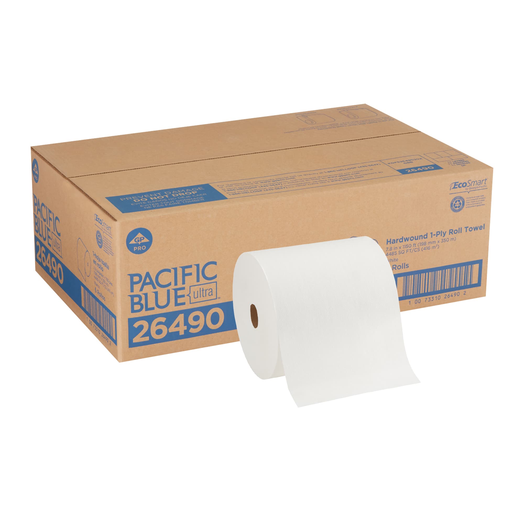 Pacific Blue Ultra™ Roll Paper Towel 7.8X7.875 IN 1150 FT 1PLY White Standard Roll 1.563IN Core Diameter 6/Case