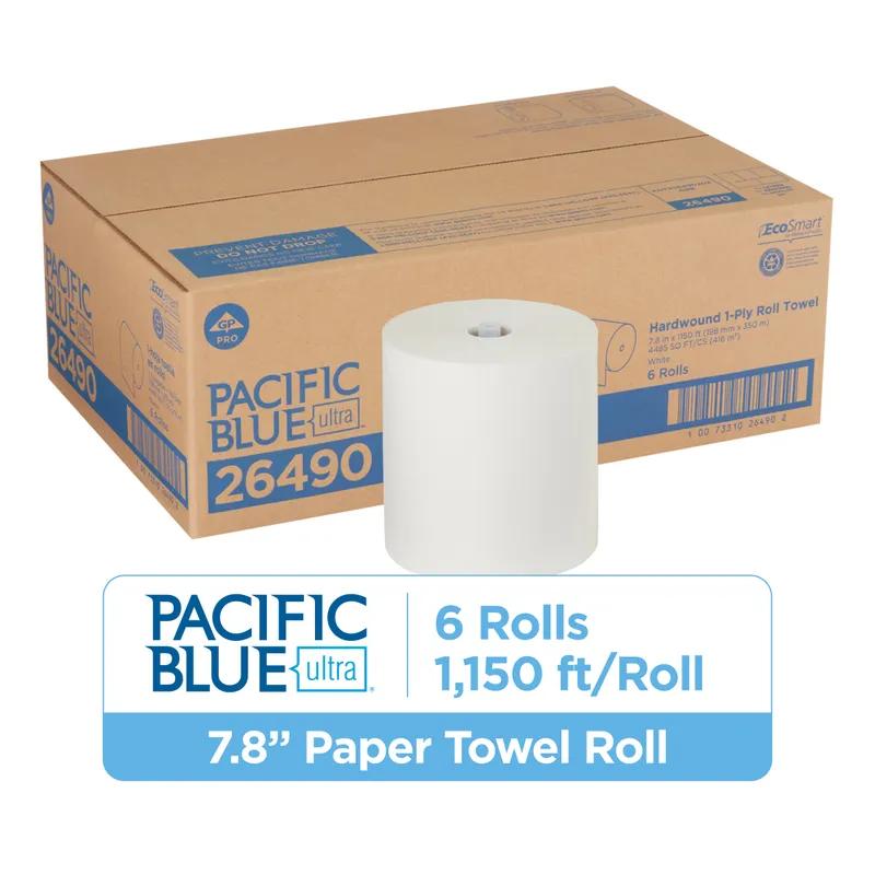 Pacific Blue Ultra™ Roll Paper Towel 7.8X7.875 IN 1150 FT 1PLY White Standard Roll 1.563IN Core Diameter 6/Case