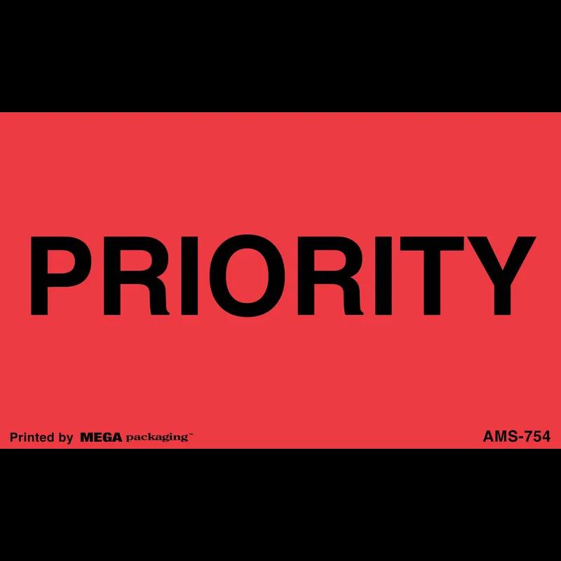 Labels 3X5 IN Fluorescent Red Black Coreless 500/Roll