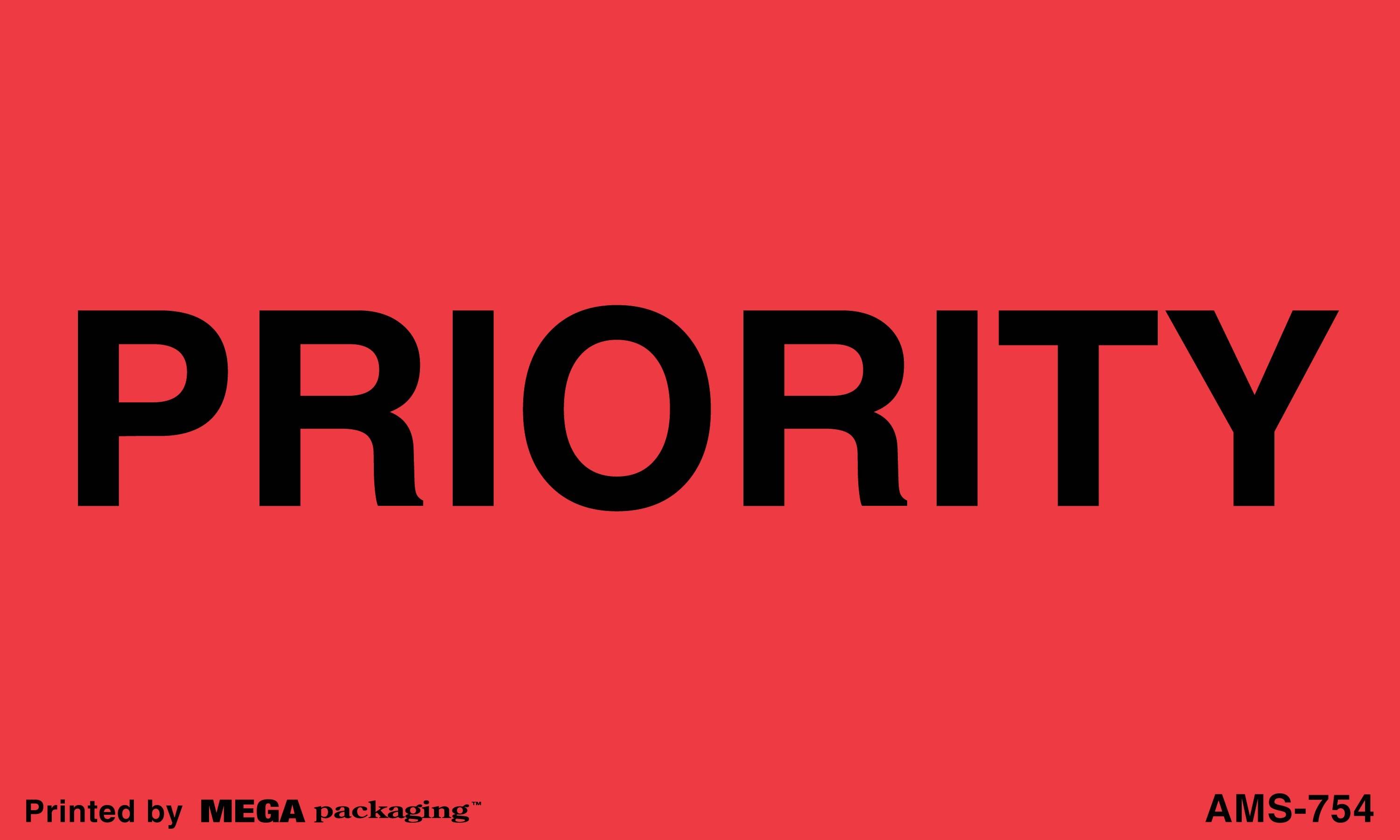 Labels 3X5 IN Fluorescent Red Black Coreless 500/Roll