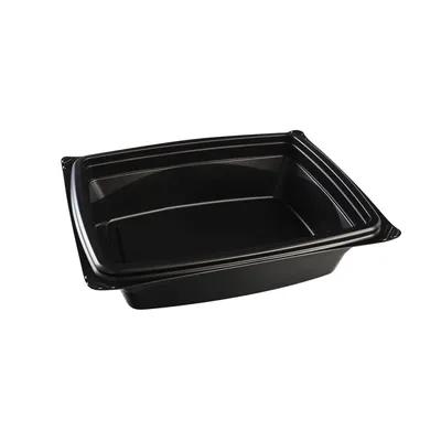 The BOTTLEBOX ® Take-Out Container Base 8X6.5X2.9 IN PP Black Square Squat Microwave Safe Stackable 300/Case
