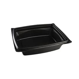 The BOTTLEBOX ® Take-Out Container Base 8X6.5X2.9 IN PP Black Rectangle Squat Microwave Safe Stackable 300/Case