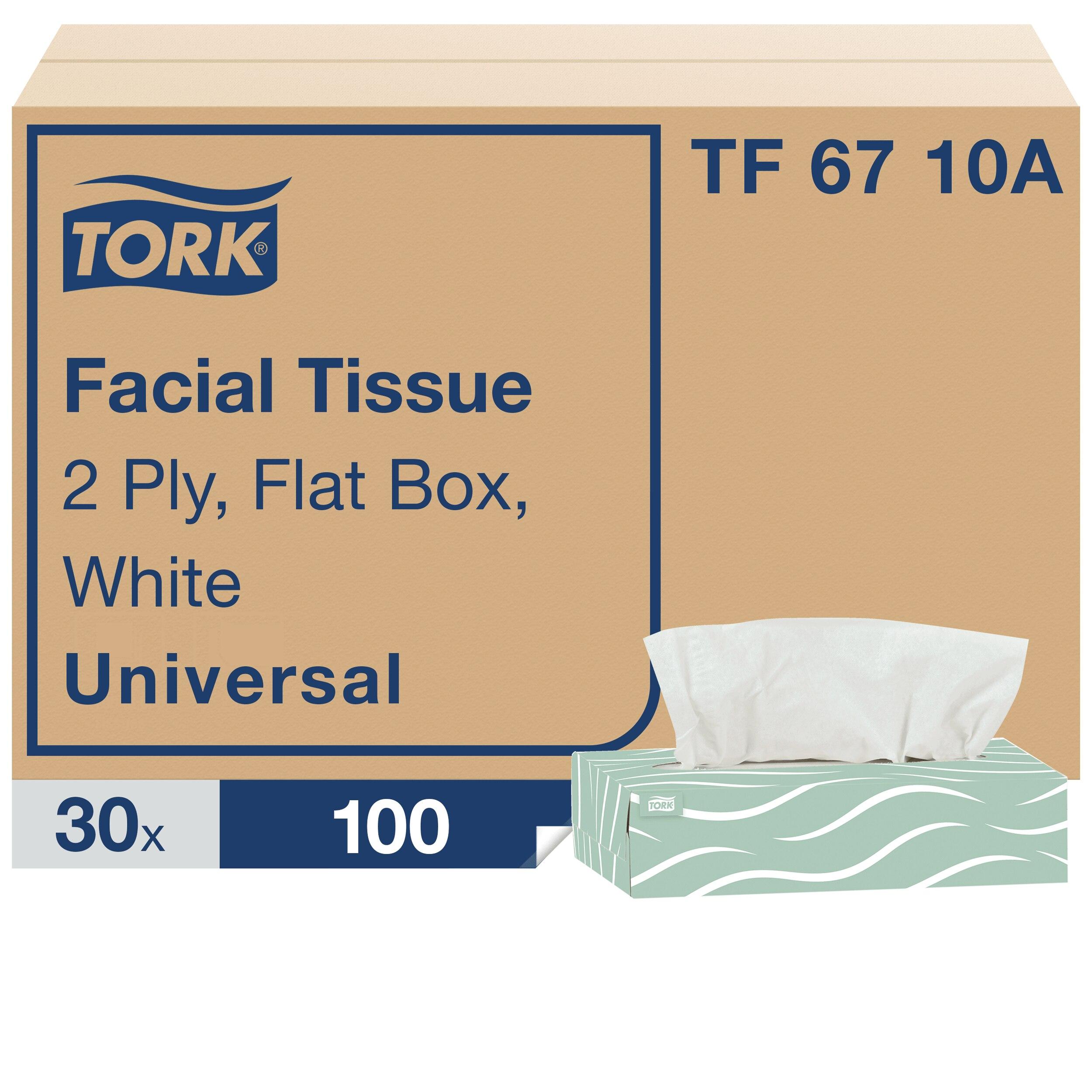 Tork Universal Facial Tissue F1 8.2X7.875 IN 4.1X7.875 IN 2PLY White Single Fold Flat Box 100 Sheets/Pack 30 Packs/Case
