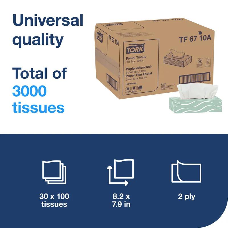 Tork Universal Facial Tissue F1 8.2X7.875 IN 4.1X7.875 IN 2PLY White Single Fold Flat Box 100 Sheets/Pack 30 Packs/Case