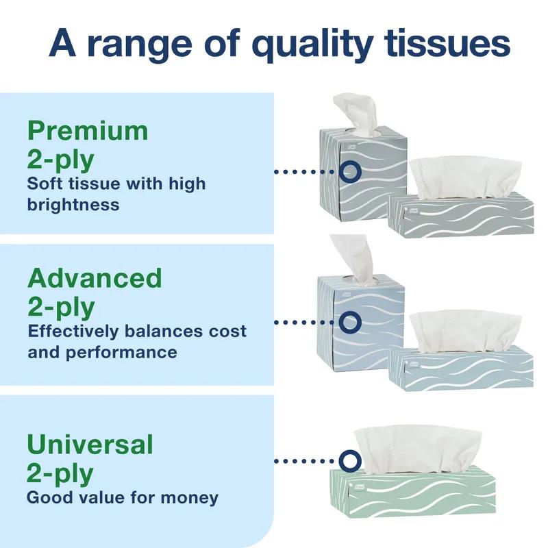 Tork Universal Facial Tissue F1 8.2X7.875 IN 4.1X7.875 IN 2PLY White Single Fold Flat Box 100 Sheets/Pack 30 Packs/Case