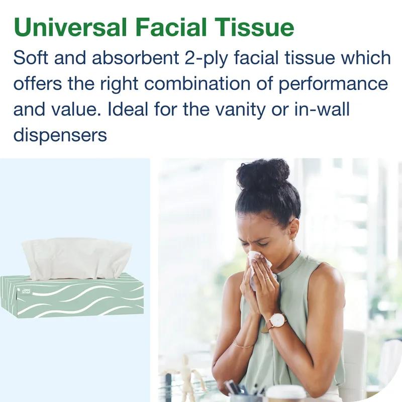 Tork Universal Facial Tissue F1 8.2X7.875 IN 4.1X7.875 IN 2PLY White Single Fold Flat Box 100 Sheets/Pack 30 Packs/Case