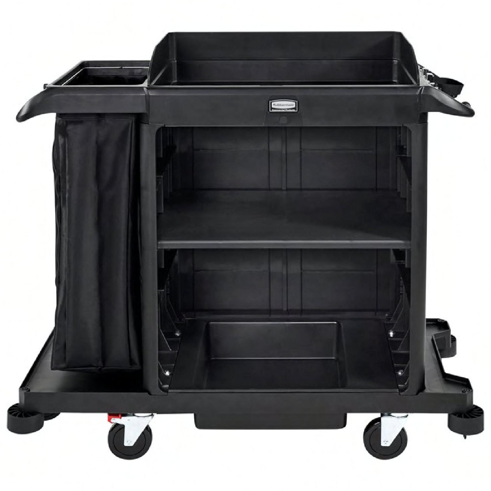Housekeeping Cart 53.12X23.00X19.12 IN Black Plastic Compact 1/Each