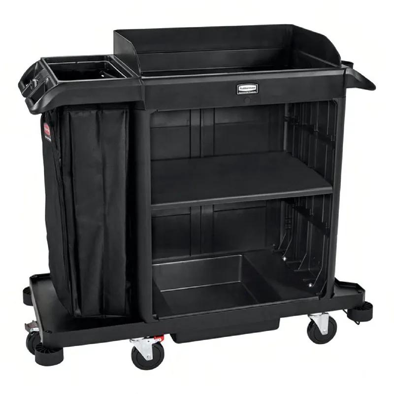Housekeeping Cart 53.12X23.00X19.12 IN Black Plastic Compact 1/Each