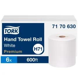 Tork Roll Paper Towel H71 7.5IN X600FT 1PLY White Hard Roll Embossed Premium Refill 1.925IN Core Diameter 6 Rolls/Case
