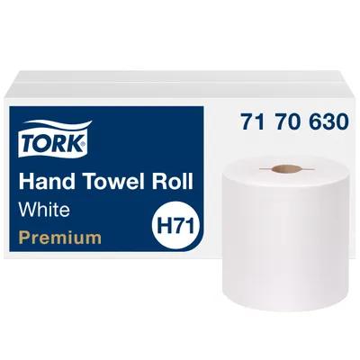 Tork Roll Paper Towel H71 7.5IN X600FT 1PLY White Hard Roll Embossed Premium Refill 1.925IN Core Diameter 6 Rolls/Case