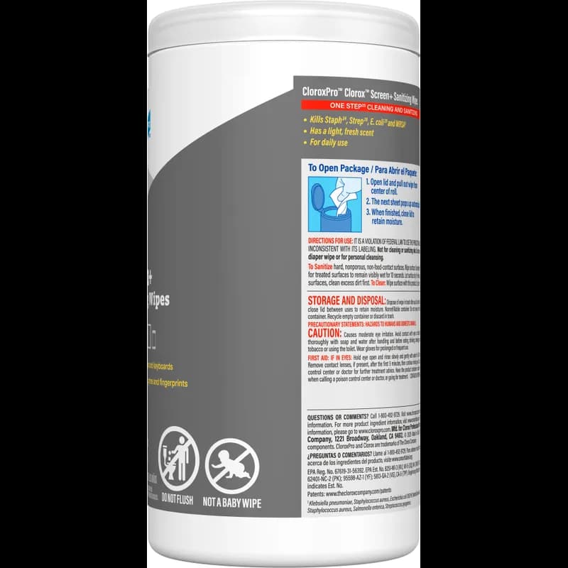 Clorox® Screen Plus Disinfectant & Sanitizer Textile Wipe 75 Count/Pack 6 Packs/Case