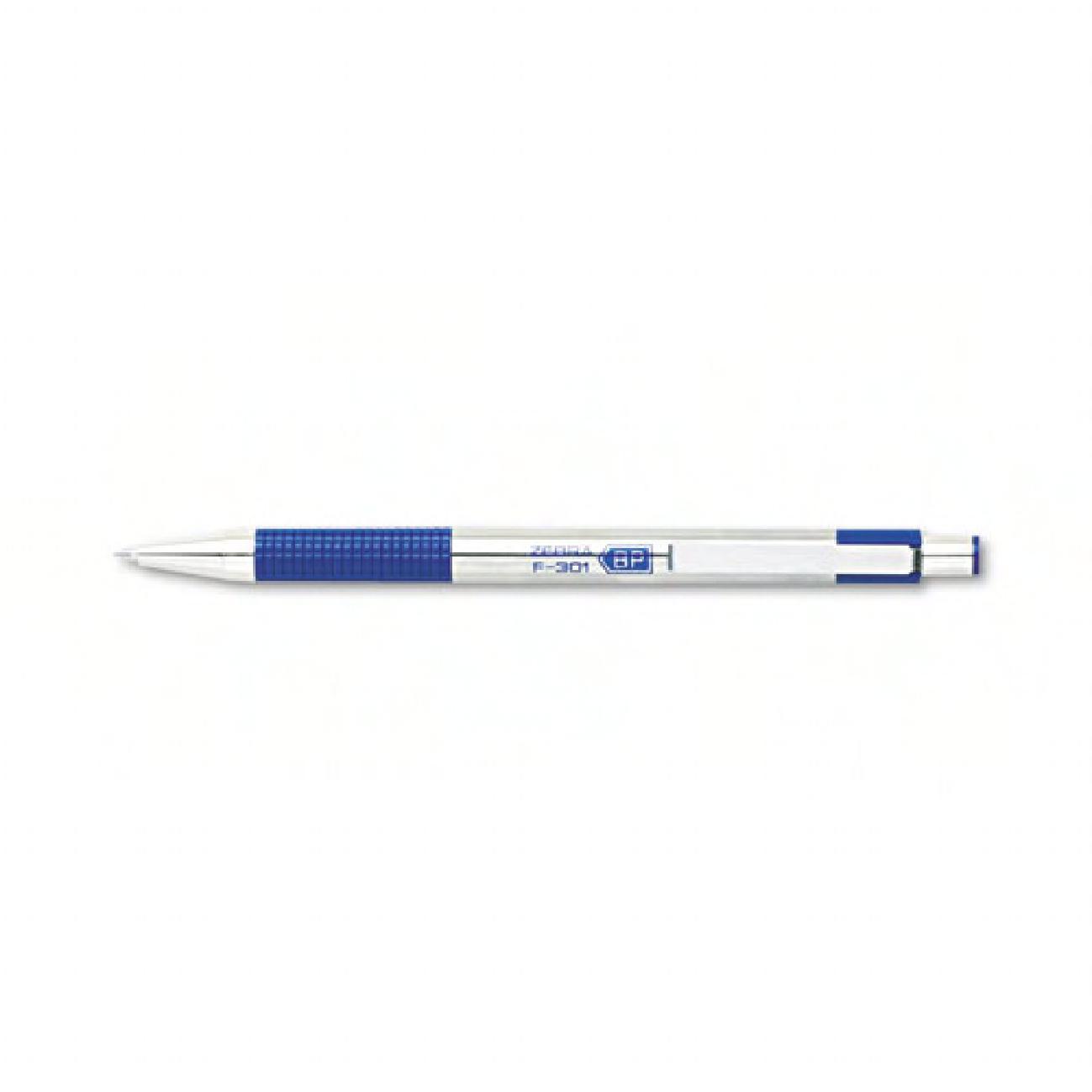 Zebra F-301 Ballpoint Pen Blue Retractable Fine 12/Pack