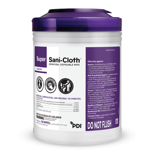 Super Sani-Cloth Germicidal Disinfectant Hard Surface Wipe Extra Large Canister 1/Each