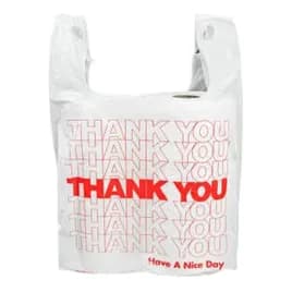 Bag 11.5X6.5X21 IN 13MIC White Red Printed Thank You T-Sack 1000/Case