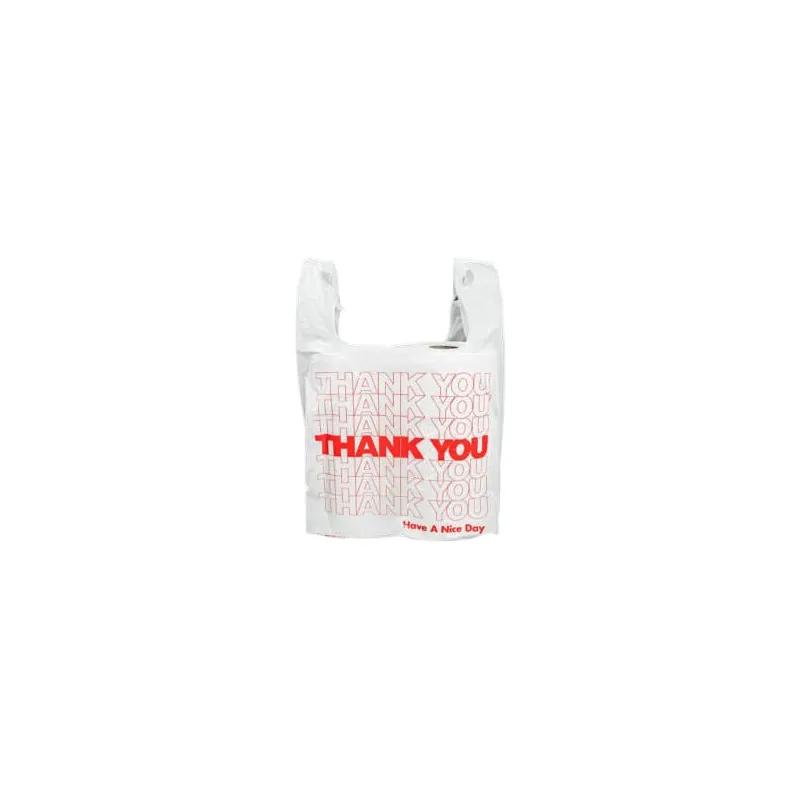Bag 11.5X6.5X21 IN 13MIC White Red Printed Thank You T-Sack 1000/Case
